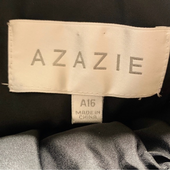 AZAZIE Gathered Chiffon A-Line Long Gown Size A16 Black Wedding Formal Party - Picture 13 of 13